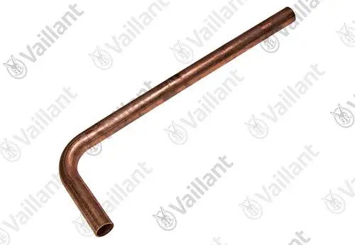Kupferrohr mit einer gebogenen Form, hergestellt von Vaillant, geeignet für Wasserinstallationen.